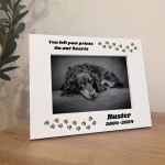 Personalised Dog Memorial Photo Frame Left Paw Prints