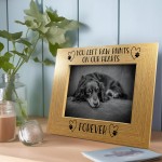 Dog Memorial Oak Photo Frame Paw Prints On Our Hearts Forever