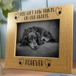 Dog Memorial Oak Photo Frame Paw Prints On Our Hearts Forever