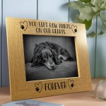 Dog Memorial Oak Photo Frame Paw Prints On Our Hearts Forever