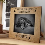 Dog Memorial Oak Photo Frame Paw Prints On Our Hearts Forever