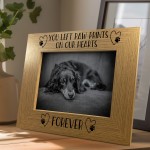 Dog Memorial Oak Photo Frame Paw Prints On Our Hearts Forever