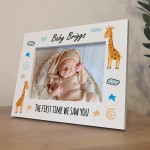 Newborn Personalised Baby Photo Frame 7x5 White Wood Frame