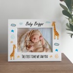 Newborn Personalised Baby Photo Frame 7x5 White Wood Frame