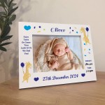 Newborn Baby Boy Keepsake Gifts Personalised Birth Details Frame