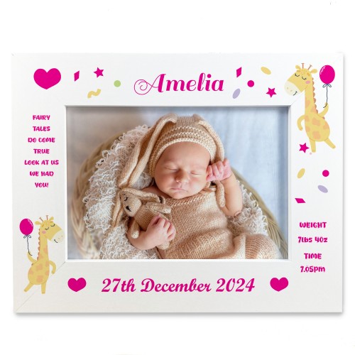 Baby Gift Photo Frame PERSONALISED White 7x5 Picture Frame