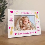 Baby Gift Photo Frame PERSONALISED White 7x5 Picture Frame