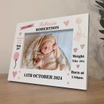 Personalised Baby Girl Birth Details 7x5 Frame Newborn Baby