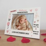 Personalised Baby Girl Birth Details 7x5 Frame Newborn Baby