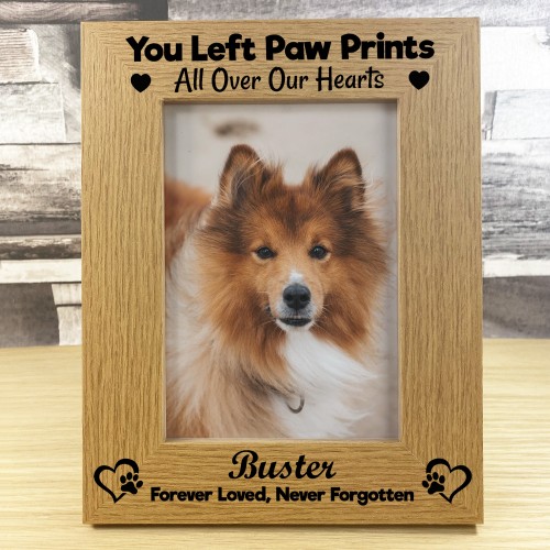 Personalised Pet Memorial Frame Paw Prints All Over Our Hearts