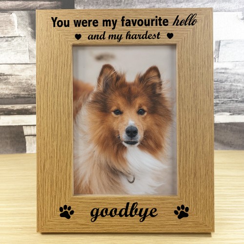 Hardest Goodbye Dog Wood Photo Frame Dog Puppy Handmade 7x5