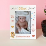 Personalised Photo Frame For Baby Boy Girl Birth Details