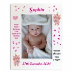 Beautiful Baby Girl Picture Frame Birth Details Personalised