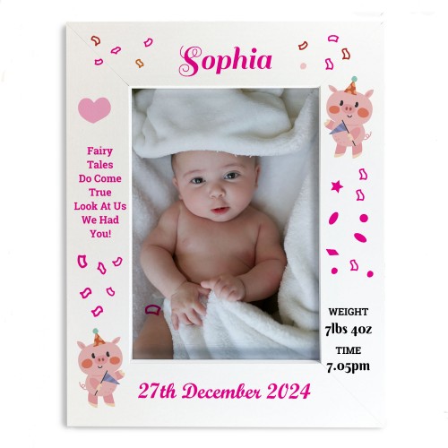 Beautiful Baby Girl Picture Frame Birth Details Personalised