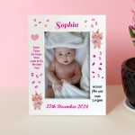 Beautiful Baby Girl Picture Frame Birth Details Personalised