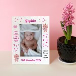 Beautiful Baby Girl Picture Frame Birth Details Personalised