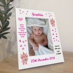 Beautiful Baby Girl Picture Frame Birth Details Personalised