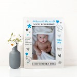 Welcome To The World Baby Boy Personalised Baby Photo Frame