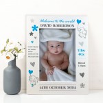 Welcome To The World Baby Boy Personalised Baby Photo Frame