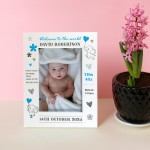 Welcome To The World Baby Boy Personalised Baby Photo Frame