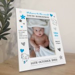 Welcome To The World Baby Boy Personalised Baby Photo Frame