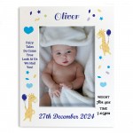 Nursery Picture Frames Baby Boy Birth Details Personalised 7x5