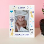 Nursery Picture Frames Baby Boy Birth Details Personalised 7x5