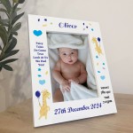 Nursery Picture Frames Baby Boy Birth Details Personalised 7x5