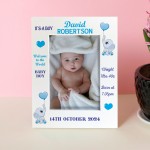 BABY BOY Nursery Picture Frames Birth Details Personalised 7x5