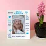 BABY BOY Nursery Picture Frames Birth Details Personalised 7x5