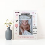 Personalised Baby Girl Portrait Photo Frame With Birth Details