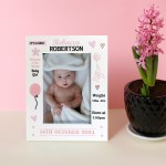 Personalised Baby Girl Portrait Photo Frame With Birth Details