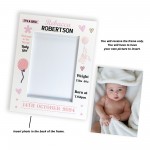 Personalised Baby Girl Portrait Photo Frame With Birth Details