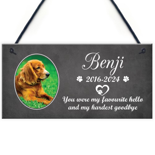 Personalised Dog Memorial Pet Loss Plaque with Photo and Text