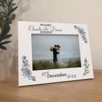 Wedding Day Photo Frame Gift With Floral Leaves Personalised