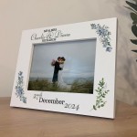 Wedding Day Photo Frame Gift With Floral Leaves Personalised