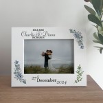 Wedding Day Photo Frame Gift With Floral Leaves Personalised