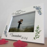 Wedding Day Photo Frame Gift With Floral Leaves Personalised