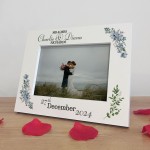 Wedding Day Photo Frame Gift With Floral Leaves Personalised