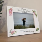 Personalised Mr & Mrs Wedding Picture Frame Gift Pink Floral