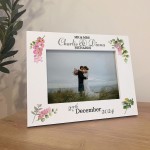 Personalised Mr & Mrs Wedding Picture Frame Gift Pink Floral