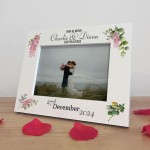 Personalised Mr & Mrs Wedding Picture Frame Gift Pink Floral