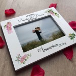 Personalised Mr & Mrs Wedding Picture Frame Gift Pink Floral