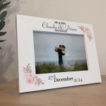 Personalised Mr & Mrs Wedding Photo Frame Gift With Pink Floral