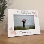 Personalised Mr & Mrs Wedding Photo Frame Gift With Pink Floral