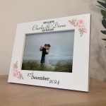 Personalised Mr & Mrs Wedding Photo Frame Gift With Pink Floral