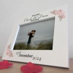 Personalised Mr & Mrs Wedding Photo Frame Gift With Pink Floral