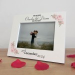 Personalised Mr & Mrs Wedding Photo Frame Gift With Pink Floral