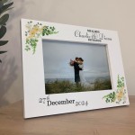 Personalised Wedding Picture Frame Gift With Floral Leaves