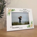 Personalised Wedding Picture Frame Gift With Floral Leaves